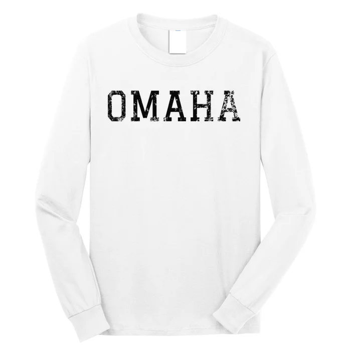 Omaha Vintage Black Text Apparel Long Sleeve Shirt