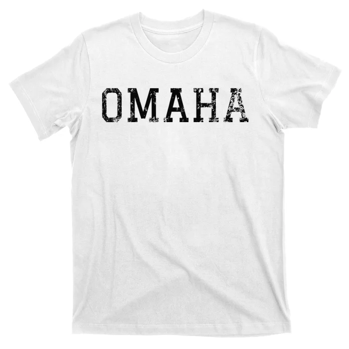 Omaha Vintage Black Text Apparel T-Shirt