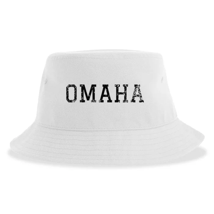 Omaha Vintage Black Text Apparel Sustainable Bucket Hat