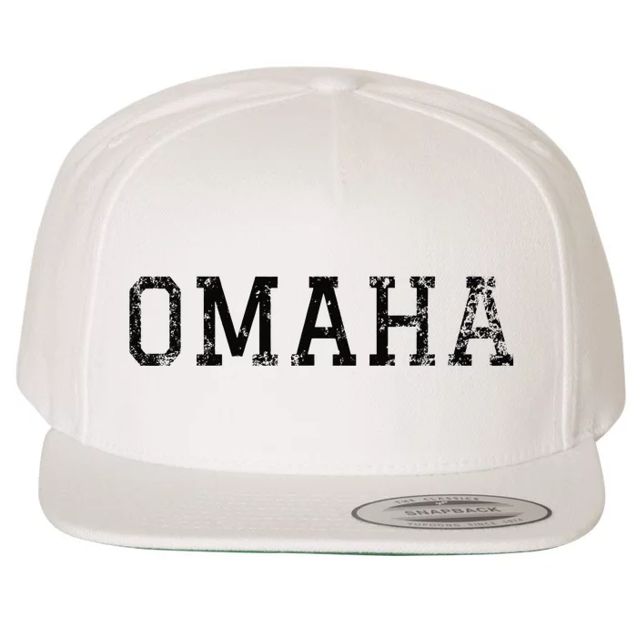 Omaha Vintage Black Text Apparel Wool Snapback Cap