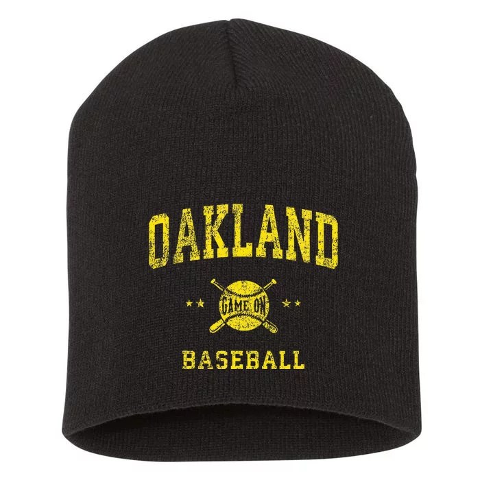 Oakland Vintage Baseball Throwback Retro Design Short Acrylic Beanie