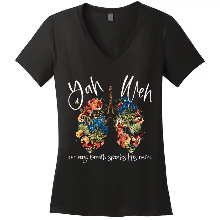 Our Very Breath Speaks His Name Yhwh Christian Religious Women's V-Neck T-Shirt