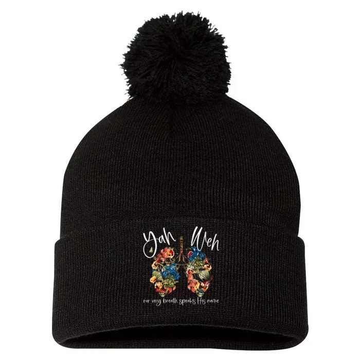 Our Very Breath Speaks His Name Yhwh Christian Religious Pom Pom 12in Knit Beanie