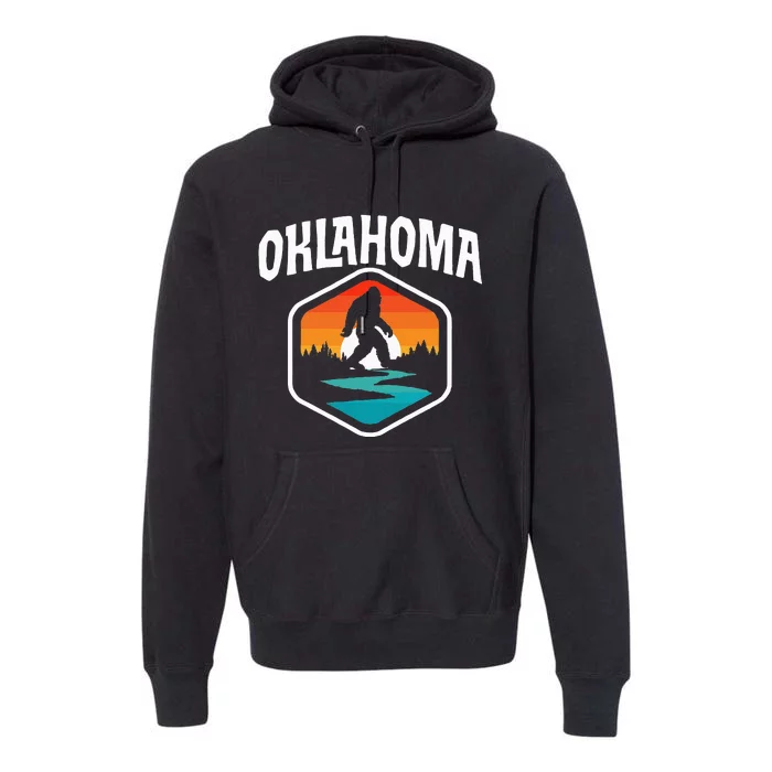 Oklahoma Vintage Bigfoot Outdoor & State Pride Nature Premium Hoodie