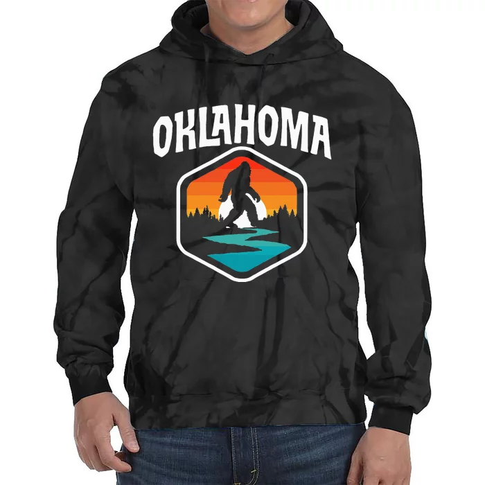 Oklahoma Vintage Bigfoot Outdoor & State Pride Nature Tie Dye Hoodie