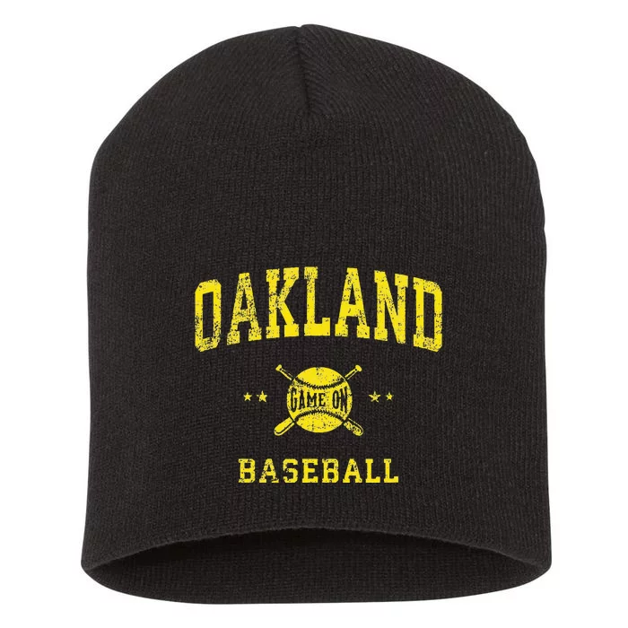 Oakland Vintage Baseball Throwback Retro Design Short Acrylic Beanie