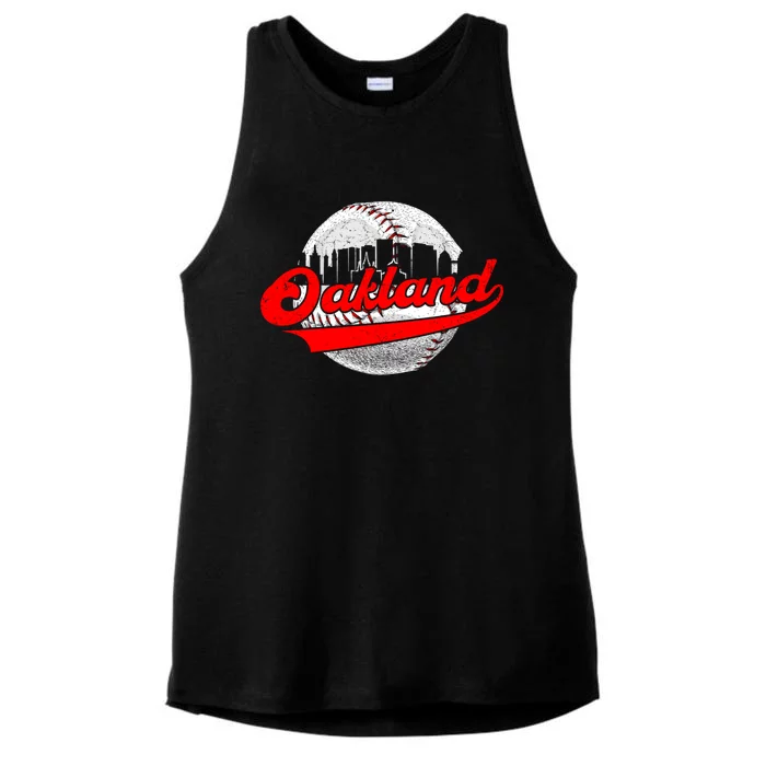 Oakland Vintage Baseball Lover Retro Game Day Dad Mom Gift Ladies Tri-Blend Wicking Tank