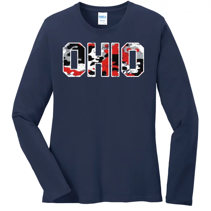 Ohio Vintage Camouflage Ladies Long Sleeve Shirt