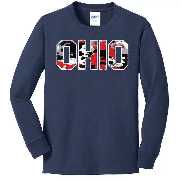 Ohio Vintage Camouflage Kids Long Sleeve Shirt