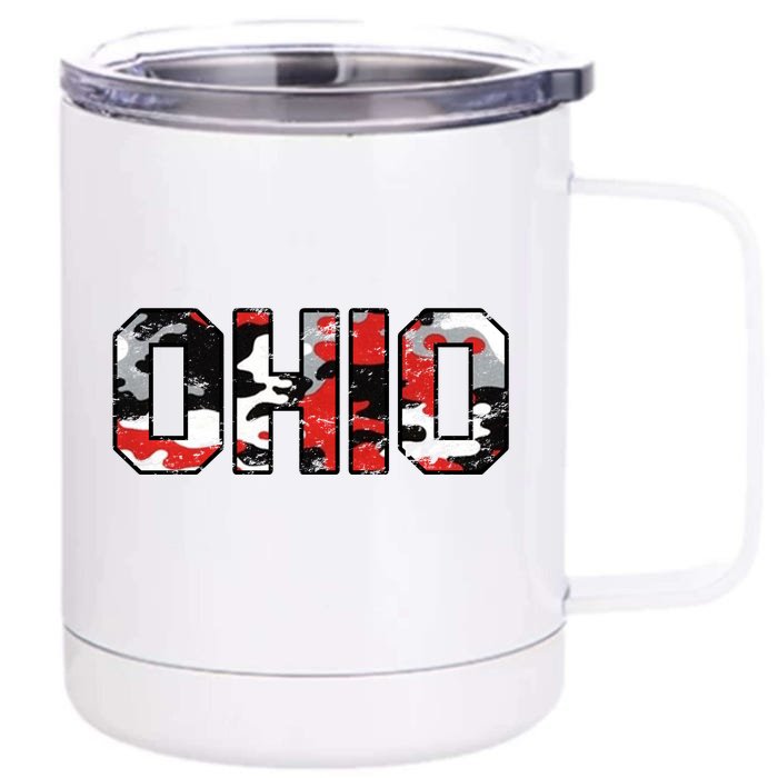 Ohio Vintage Camouflage Front & Back 12oz Stainless Steel Tumbler Cup