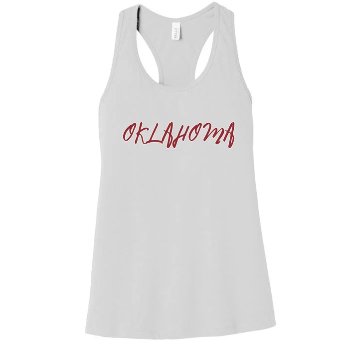 Oklahoma Vintage Cursive College Women's Racerback Tank