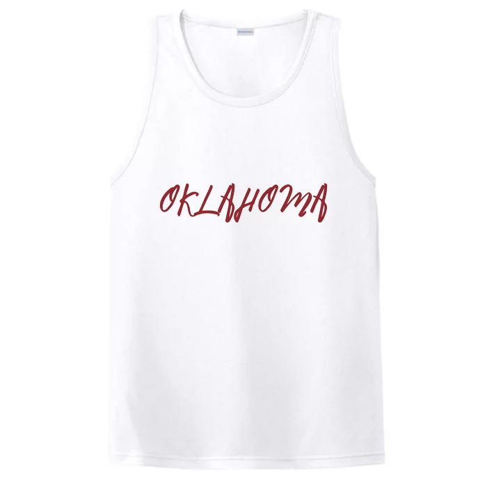 Oklahoma Vintage Cursive College Performance Tank