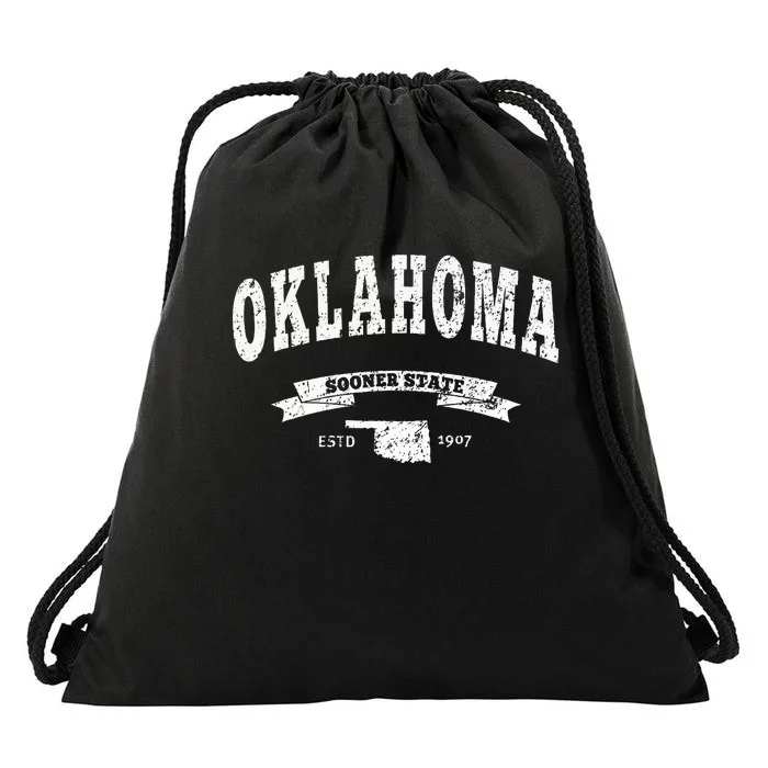 Oklahoma . Vintage Distressed Ok Sooner State Drawstring Bag