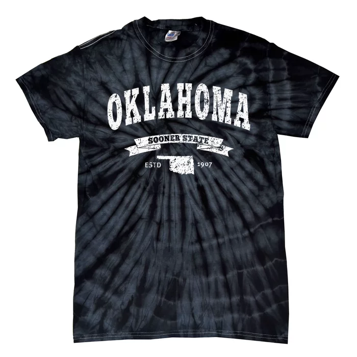 Oklahoma . Vintage Distressed Ok Sooner State Tie-Dye T-Shirt