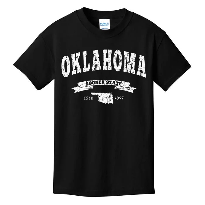 Oklahoma . Vintage Distressed Ok Sooner State Kids T-Shirt