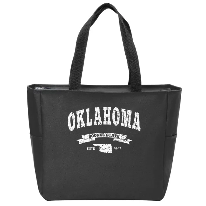 Oklahoma . Vintage Distressed Ok Sooner State Zip Tote Bag