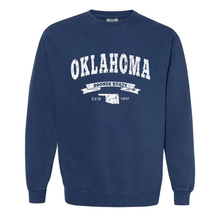 Oklahoma . Vintage Distressed Ok Sooner State Garment-Dyed Sweatshirt