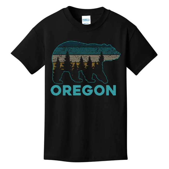 Oregon Vintage Grizzly Bear Nature Hiking Souvenir Kids T-Shirt