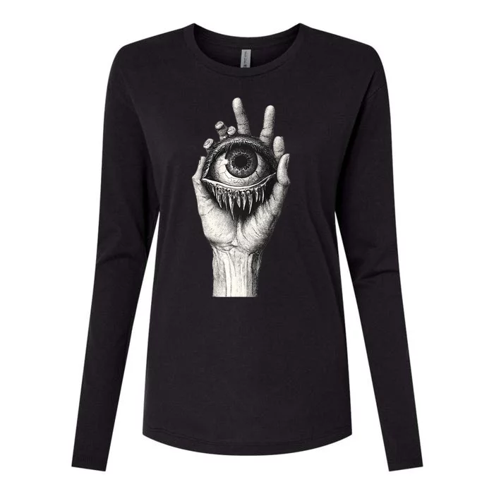 Obscure Visions Goth Alt Macabre Creepy Womens Cotton Relaxed Long Sleeve T-Shirt