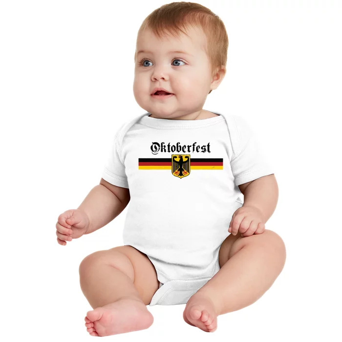 OKTOBERFEST Vintage German Flag Coat Of Arms Banner Crest Baby Bodysuit