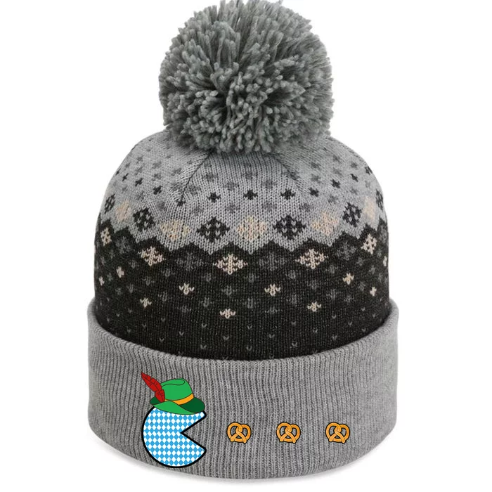 Oktoberfest Video Game Eating Pretzels Retro Gamer The Baniff Cuffed Pom Beanie