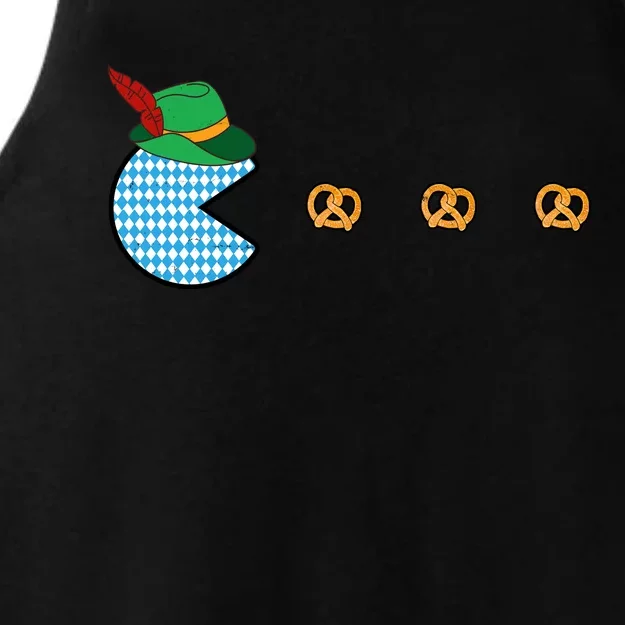 Oktoberfest Video Game Eating Pretzels Retro Gamer Ladies Tri-Blend Wicking Tank