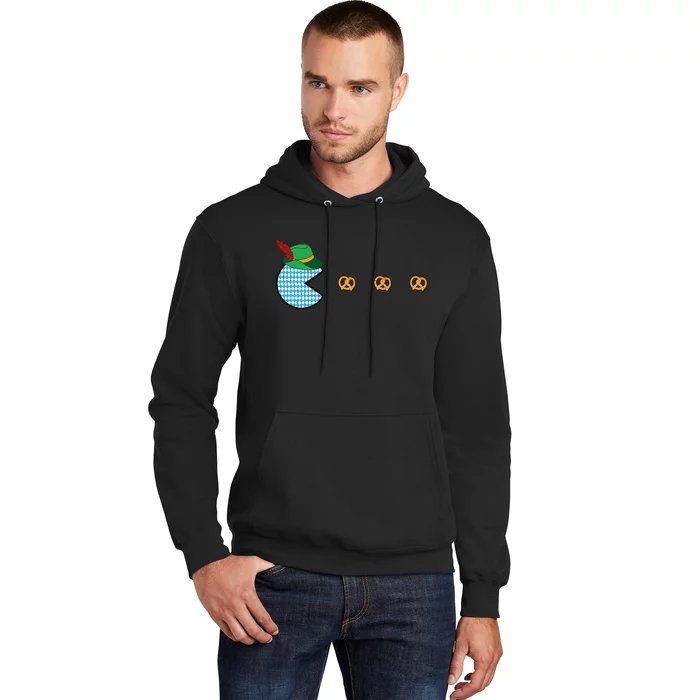 Oktoberfest Video Game Eating Pretzels Retro Gamer Hoodie