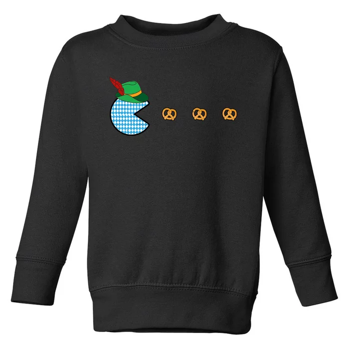 Oktoberfest Video Game Eating Pretzels Retro Gamer Toddler Sweatshirt