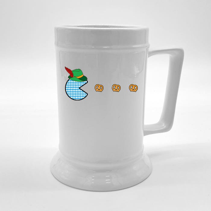 Oktoberfest Video Game Eating Pretzels Retro Gamer Front & Back Beer Stein