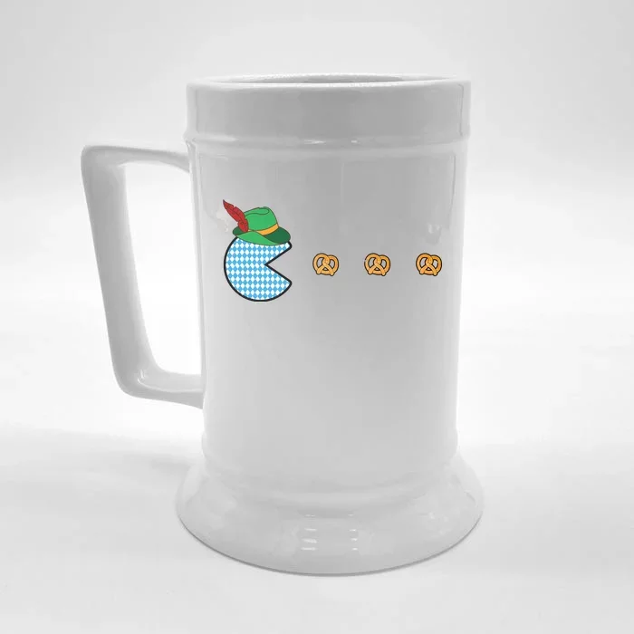 Oktoberfest Video Game Eating Pretzels Retro Gamer Front & Back Beer Stein