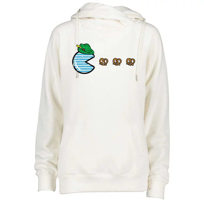 Oktoberfest Video Game Eating Pretzels Gamer Womens Funnel Neck Pullover Hood