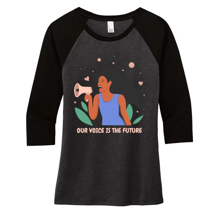 Our Voice Is The Future Women's Tri-Blend 3/4-Sleeve Raglan Shirt