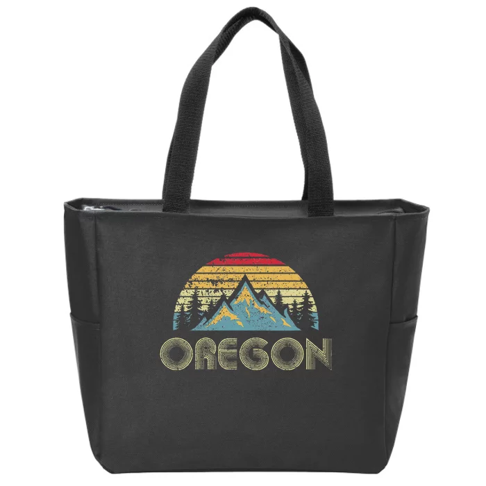 Oregon Vintage Mountains Nature Hiking Zip Tote Bag