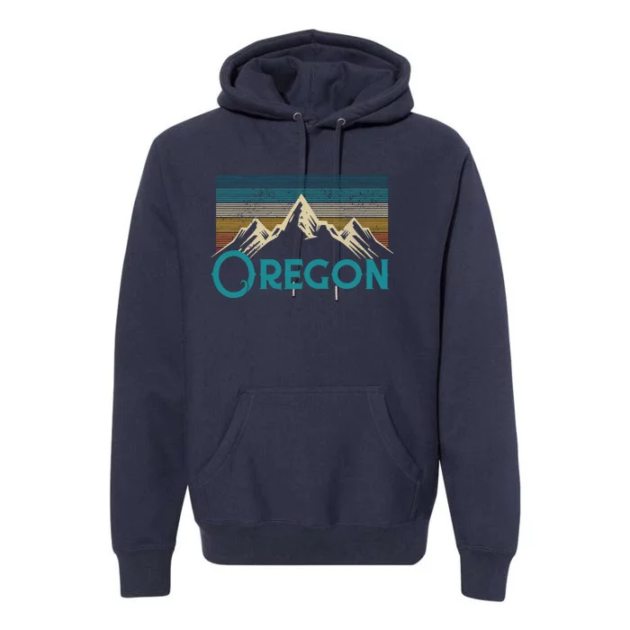 Oregon Vintage Mountains Retro Hiking Souvenir Gift Premium Hoodie