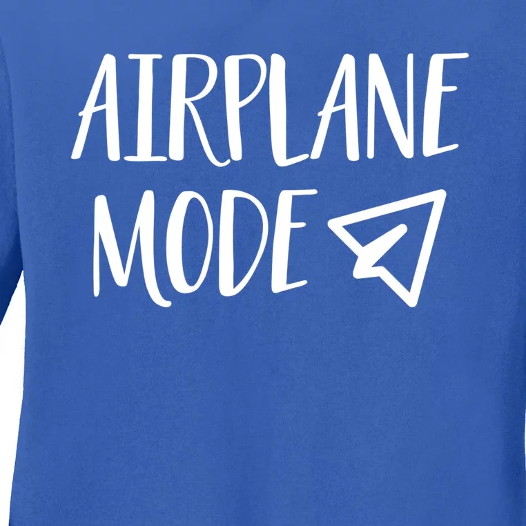 On Vacation Pilot Lazy Airplane Mode Cute Gift Ladies Long Sleeve Shirt