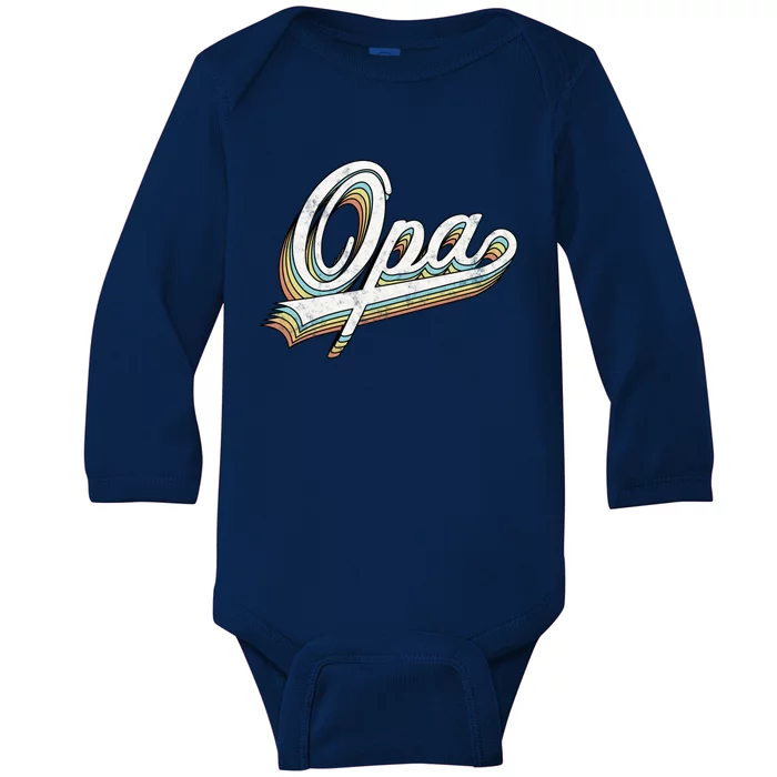 Opa Vintage Retro Style Father’S Day Gift For Papa Grandpa Gift Baby Long Sleeve Bodysuit