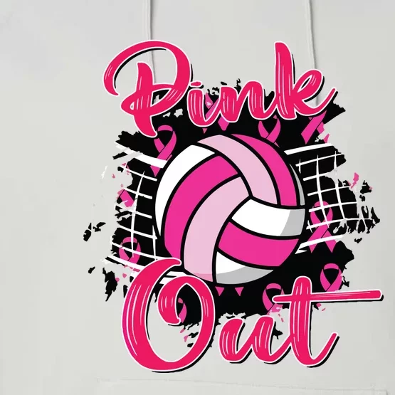 Out Volleyball Ribbon Breast Cancer Awareness Performance Fleece Hoodie