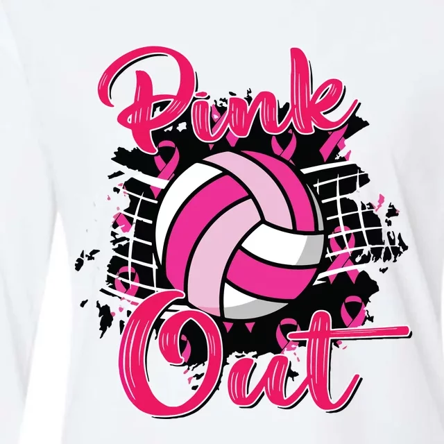 Out Volleyball Ribbon Breast Cancer Awareness Womens Cotton Relaxed Long Sleeve T-Shirt