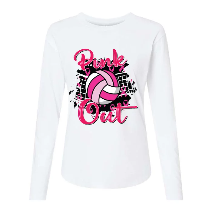 Out Volleyball Ribbon Breast Cancer Awareness Womens Cotton Relaxed Long Sleeve T-Shirt