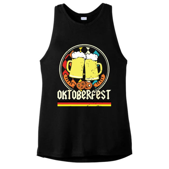 Oktoberfest Vintage Retro German Flag Munich Bavarian Gift Ladies Tri-Blend Wicking Tank