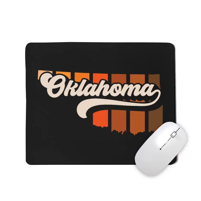 Oklahoma Vintage Retro 70s Style Stripe State Silhouette Mousepad