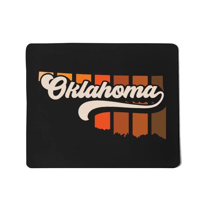 Oklahoma Vintage Retro 70s Style Stripe State Silhouette Mousepad