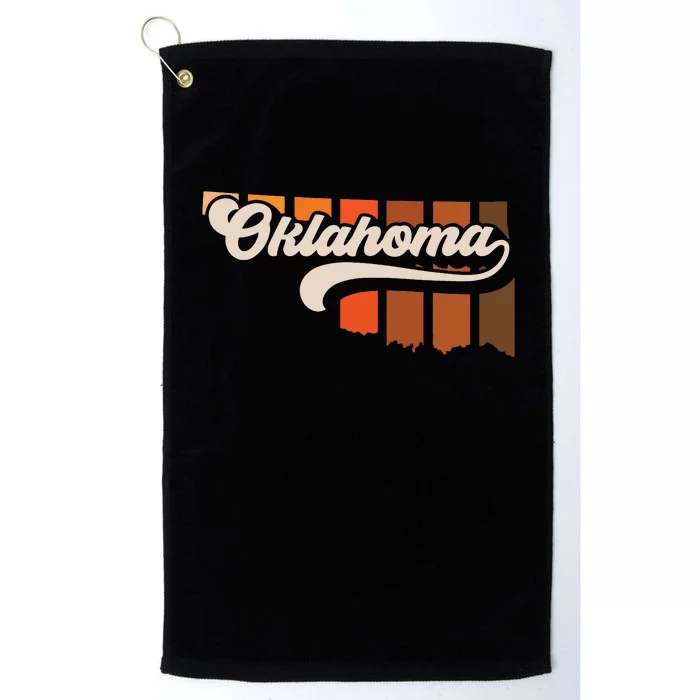 Oklahoma Vintage Retro 70s Style Stripe State Silhouette Platinum Collection Golf Towel