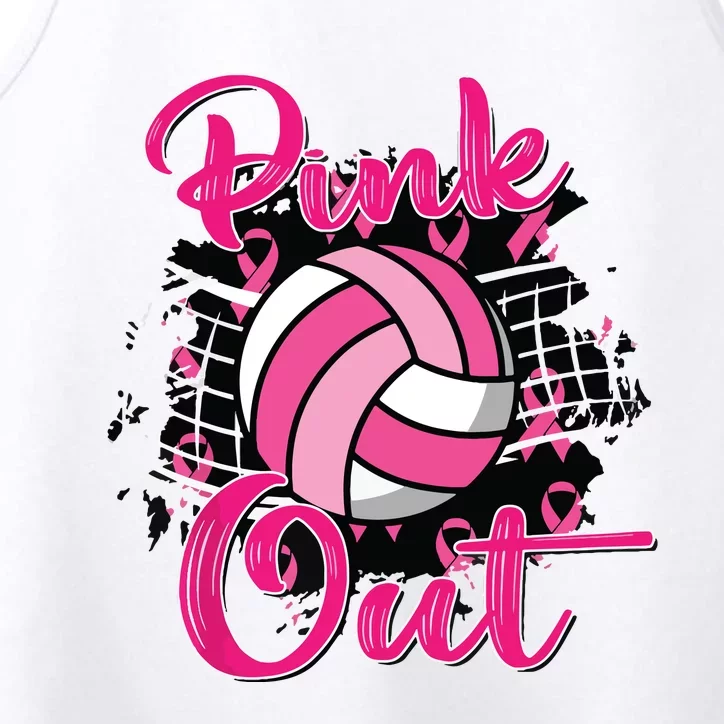 Out Volleyball Ribbon Breast Cancer Awareness Performance Tank