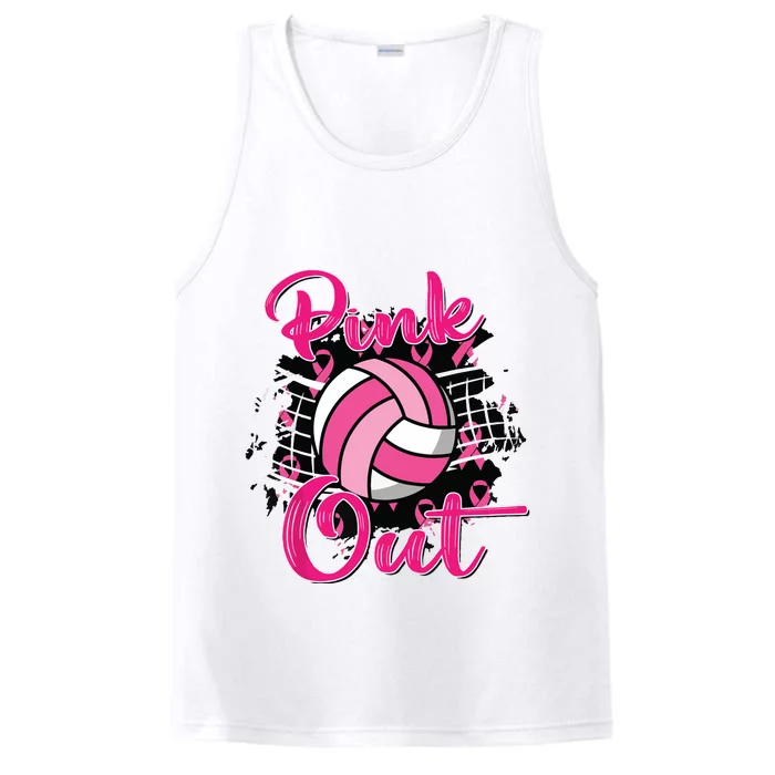 Out Volleyball Ribbon Breast Cancer Awareness Performance Tank