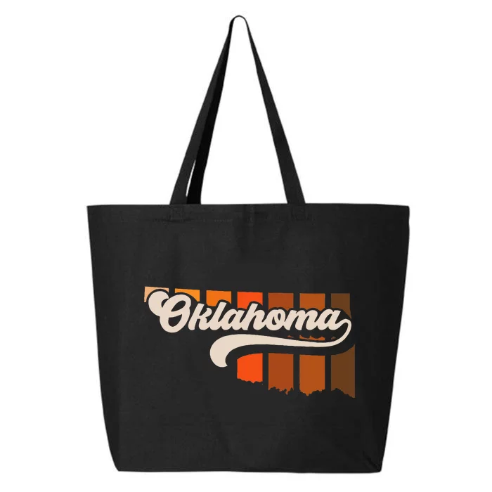 Oklahoma Vintage Retro 70s Style Stripe State Silhouette 25L Jumbo Tote