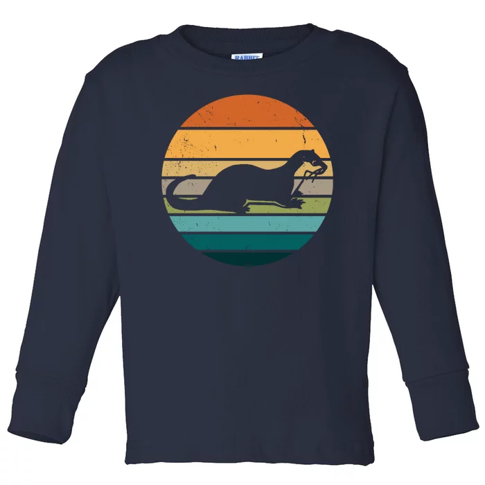 Otter Vintage Retro Logo Toddler Long Sleeve Shirt