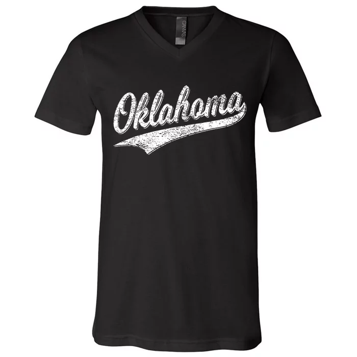 Oklahoma Varsity Script Classic Sports Athletic Jersey Style V-Neck T-Shirt