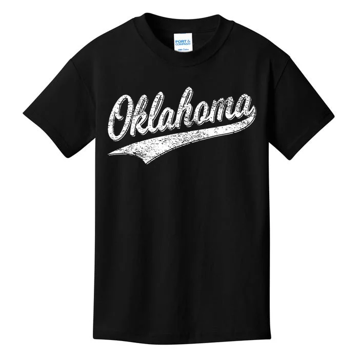 Oklahoma Varsity Script Classic Sports Athletic Jersey Style Kids T-Shirt