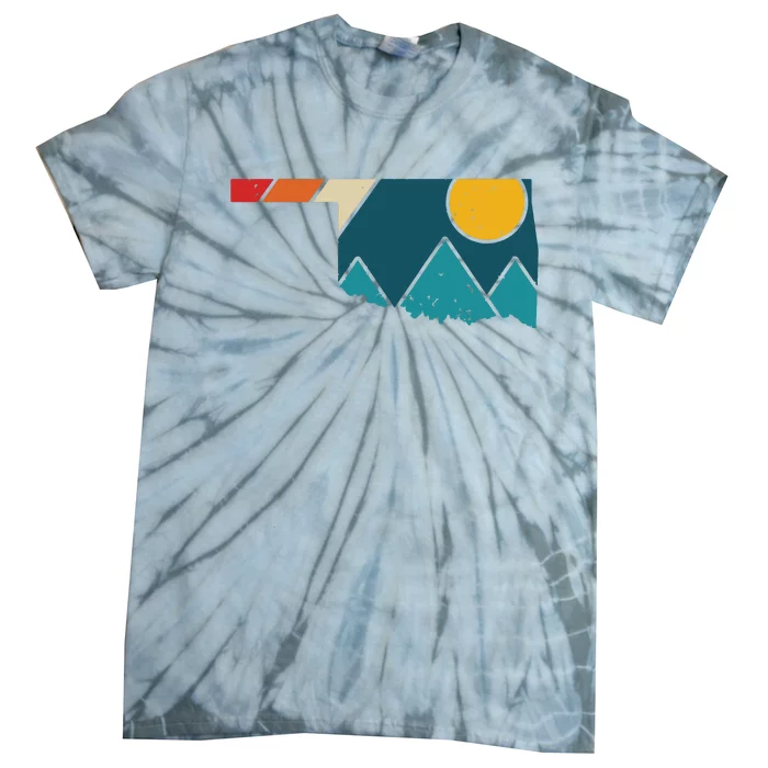 Oklahoma Vintage State Map Mountains Hiking Pride Gift Tie-Dye T-Shirt